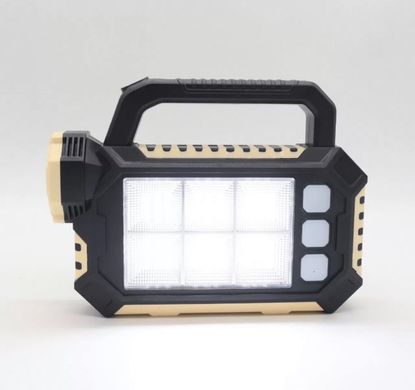 Ручной аккумуляторный фонарь HS-8029-7-A с солнечной панелью и Power Bank 2800мАч, 3 режима освещения, Черный