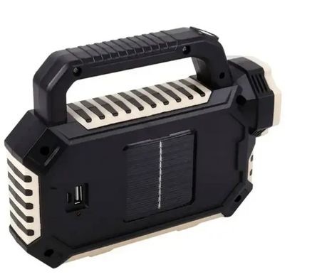 Ручний акумуляторний ліхтар HS-8029-7-A із сонячною панеллю та Power Bank 2800мАг, 3 режими освітлення, Чорний