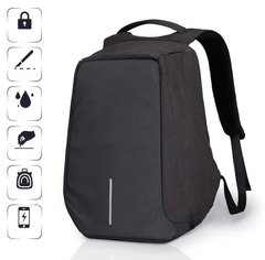 Рюкзак антизлодій Bobby 45х30х16,5 см з USB із захистом від крадіжок чорний, Універсальний рюкзак для ноутбука Боббі, Чорний