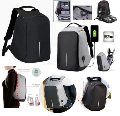 Рюкзак антивор Bobby 45х30х16,5 см с USB  с защитой от краж черный, Универсальный рюкзак для ноутбука Бобби, Черный