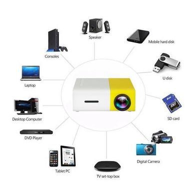 Портативний міні-проектор мультимедійний з динаміком Led Projector YG300 Full HD, Білий