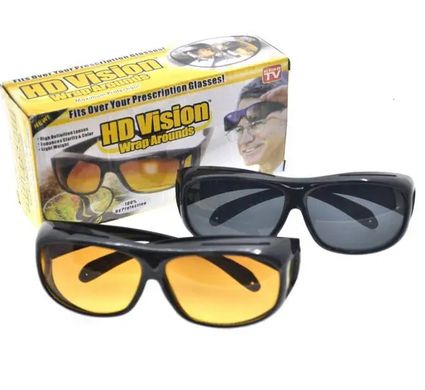 Автомобильные очки антибликовые HD Vision Glasses 2 в 1, очки для водителей день ночь, Жёлтый