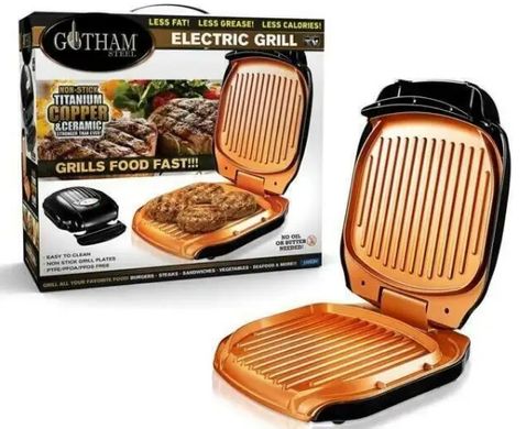 Электрический контактный гриль бутербродница прижимной Gotham Steel Electric Grill 1200 Вт с антипригарным покрытием, Черный