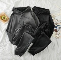 Велюровий жіночий спортивний костюм з капюшоном, чорний графіт хакі., Різні кольори