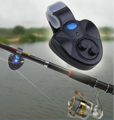 Рибальський сигналізатор клювання зі світлом та звуком AND385, Сигналізатор клювання для риболовлі, індикатор клювання на вудку, Чорний