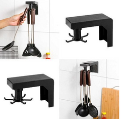 Подвесной держатель кухонных принадлежностей 6 крючков Kitchenware Collecting Hanger, Подвесная система хранения, Черный