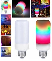 Лампа LED Flame Bulb RGB с эффектом пламени огня E27 интерьерная, Светодиодная лампочка с имитацией эффекта пламени огня, Разные цвета