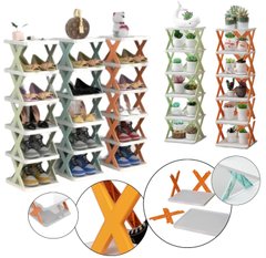 Вертикальна складна полиця - органайзер для взуття X-Shaped на 6 ярусів, Підлогова Збірна Знімна стійка - трансформер з полицями, багатофункціональна шафа для зберігання різних предметів, для ванної, коридору, кімнати
