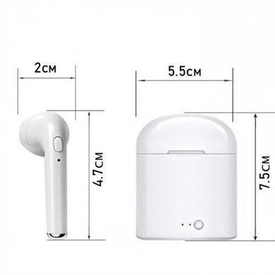 Бездротові Bluetooth навушники I7S TWS з боксом для заряджання білі, Білий