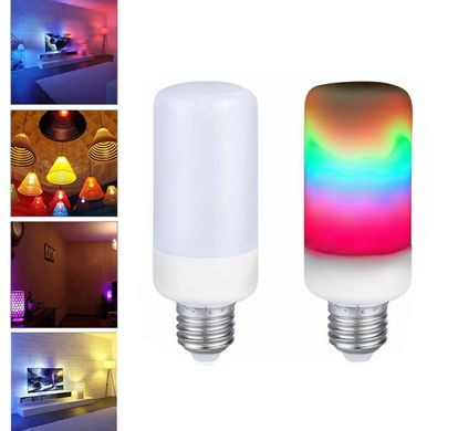 Лампа LED Flame Bulb RGB з ефектом полум'я вогню E27 інтер'єрна, Світлодіодна лампочка з імітацією ефекту полум'я вогню, Різні кольори