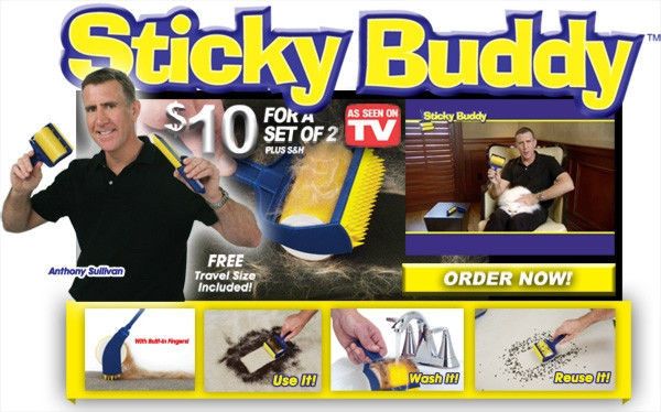 Валик силіконовий для прибирання будинку і чищення одягу Стіки Бадді (Sticky Buddy), Жовтий
