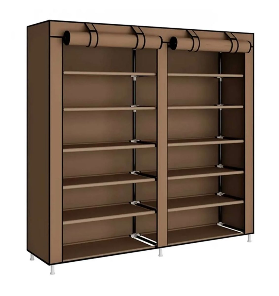 Тканинний складаний шафа для взуття на 2 секції Shoe Cabinet YQF-2266 на 12 полиць, подвійна шафа органайзер для зберігання взуття
