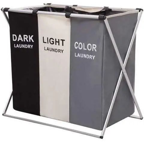 Кошик для білизни складаний 120л з 3 відсіками Laundry Basket, Кошик-органайзер для сортування брудної білизни