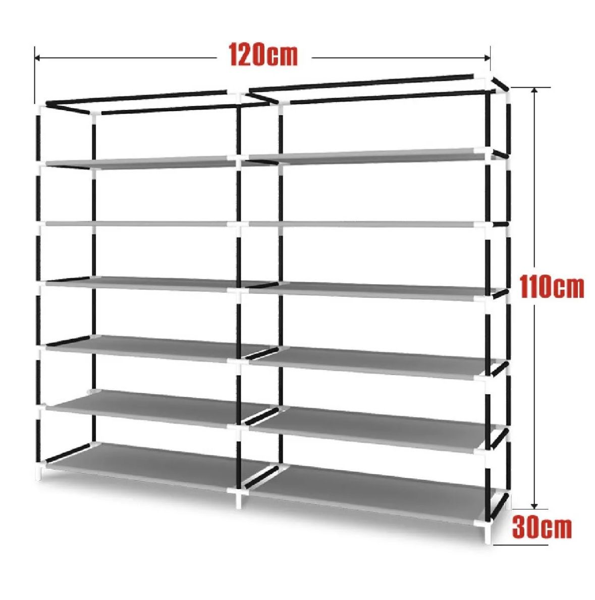 Тканинний складаний шафа для взуття на 2 секції Shoe Cabinet YQF-2266 на 12 полиць, подвійна шафа органайзер для зберігання взуття