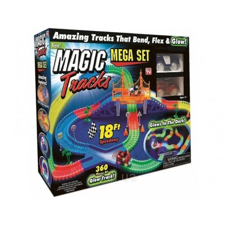 Magic Tracks 360 2 машинки Гоночний трек, конструктор, що світиться, гнучка гоночна траса Меджик трек