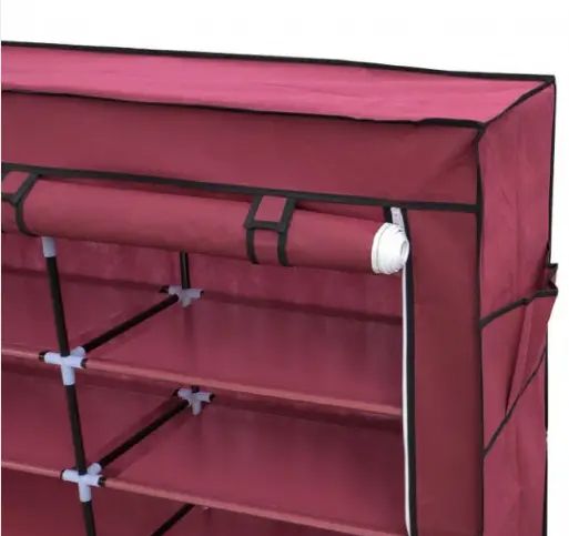 Тканинний складаний шафа для взуття на 2 секції Shoe Cabinet YQF-2266 на 12 полиць, подвійна шафа органайзер для зберігання взуття