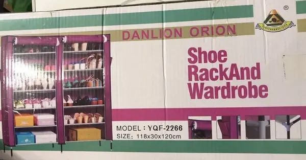 Тканинний складаний шафа для взуття на 2 секції Shoe Cabinet YQF-2266 на 12 полиць, подвійна шафа органайзер для зберігання взуття