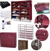 Тканинний складаний шафа для взуття на 2 секції Shoe Cabinet YQF-2266 на 12 полиць, подвійна шафа органайзер для зберігання взуття