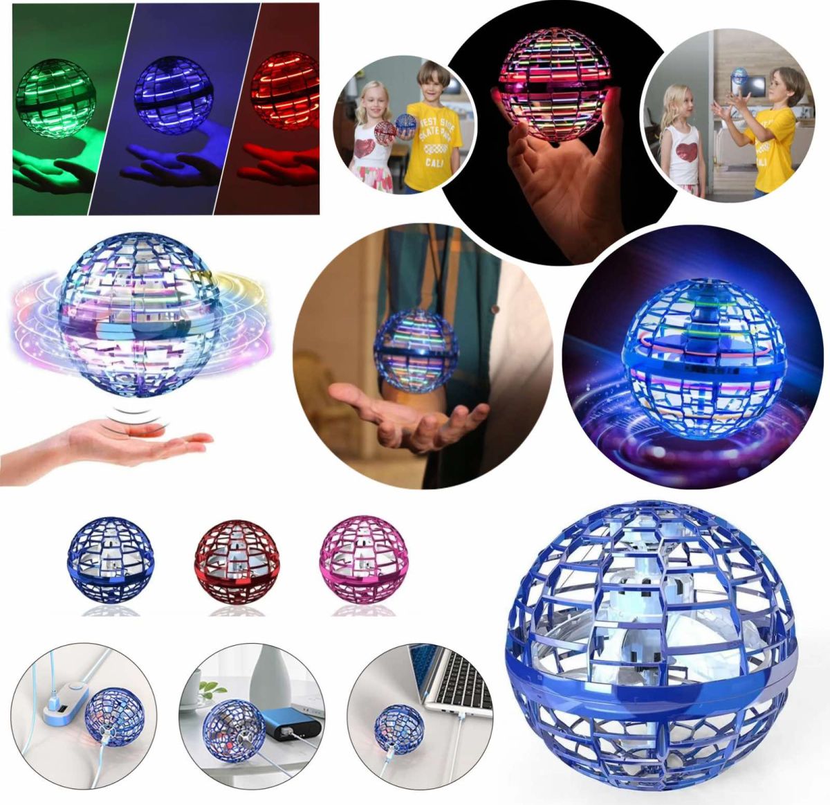 Літаюча куля бумеранг з LED підсвічуванням Flying Spinner Boomerang, Світиться бумеранг спіннер USB кулька-спіннер