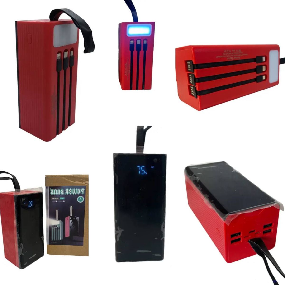 Універсальна потужна портативна мобільна батарея Power Bank 50000 mAh Fast Changer, практичний переносний зовнішній акумулятор для заряджання, багаторазове живлення ваших пристроїв, 3 кабелі заряджання
