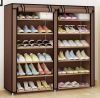 Тканинний складаний шафа для взуття на 2 секції Shoe Cabinet YQF-2266 на 12 полиць, подвійна шафа органайзер для зберігання взуття