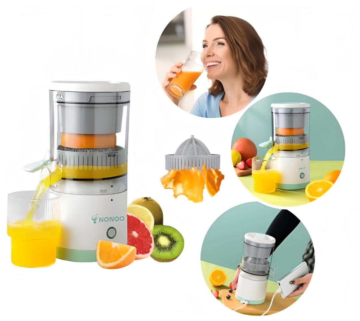Акумуляторна портативна соковижималка для цитрусових Citrus juicer YZJ-001 з USB-C, соковижималка для фруктів і овочів з USB-зарядкою